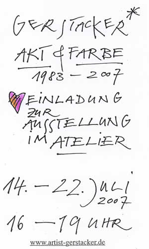 Einladung zur Ausstellung Akt und Farbe im Atelier Gerstacker in Laufen